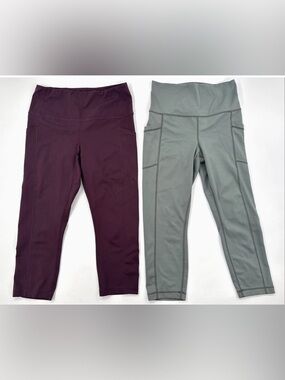 Yogalicious Lux Leggings Womens Large Lot of 2 Crop Capri Yoga Stretch Pockets